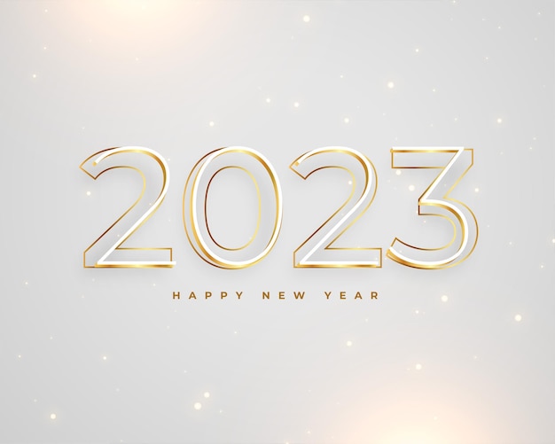 Free vector line style 2023 golden and silver text for new year background