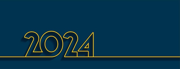텍스트 공간 벡터가 있는 선 스타일 2024 문자 새해 최소 배너