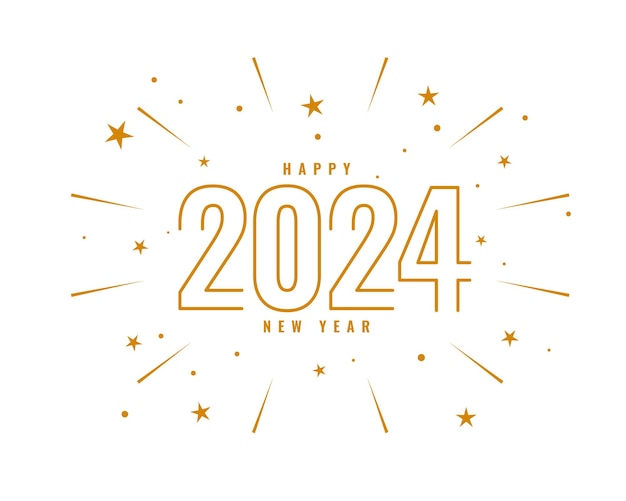 Free vector line style 2024 new year white background with bursting star vector