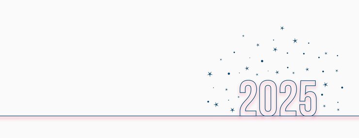Free Vector line style 2025 new year white banner with text space