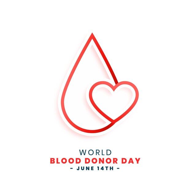 세계 헌혈자의 날을 위한 선 스타일의 혈액 및 심장 개념