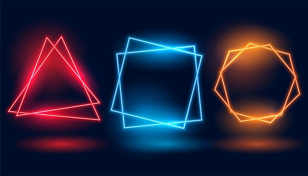Бесплатное векторное изображение Линейный стиль светящийся электрический фрейм баннер в упаковке из трех векторов