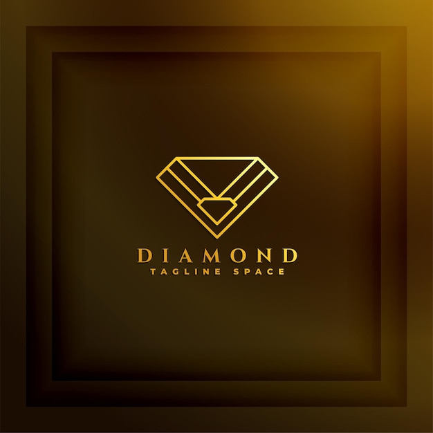 Vettore gratuito disegno del modello del logo del diamante dorato in stile linea con lo spazio della tagline