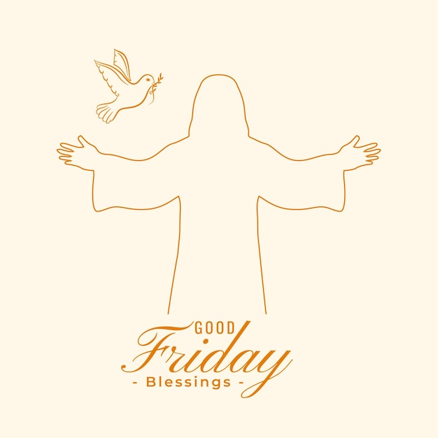 Free vector line style good friday religious card show your love for god