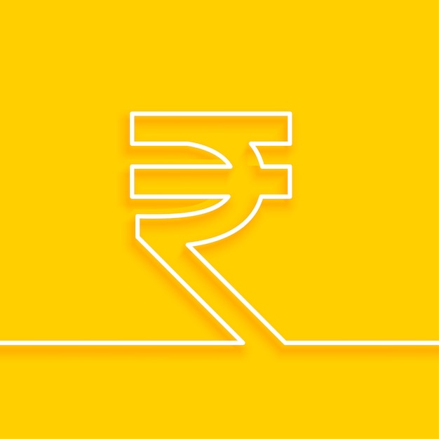 Free vector line style indian inr rupee symbol yellow background design