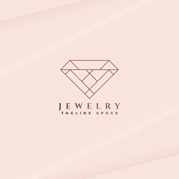 Free vector line style jewelry logo template with diamond icon minimal design