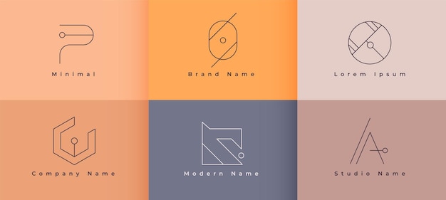 Free vector line style monogram minimal logo designs set