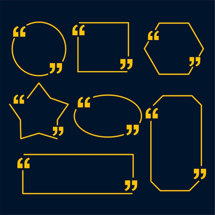 Free Vector line style quotes template in various geometric shapes