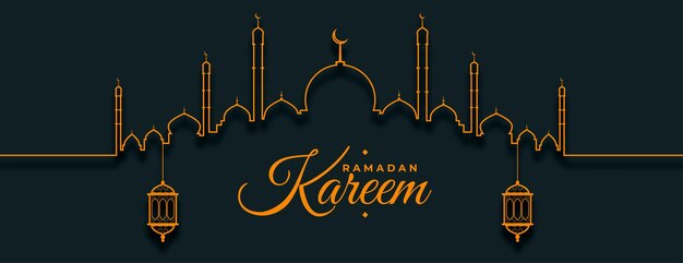 Stile linea ramadan kareem bel design eid banner