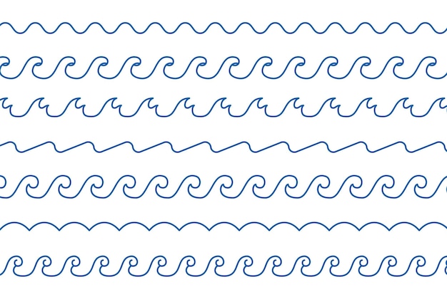 ラインスタイルの海の波のパターンの境界線