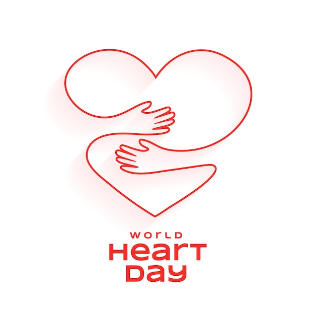 Бесплатное векторное изображение Плакат всемирного дня сердца в стиле линии для вектора осведомленности о здоровье
