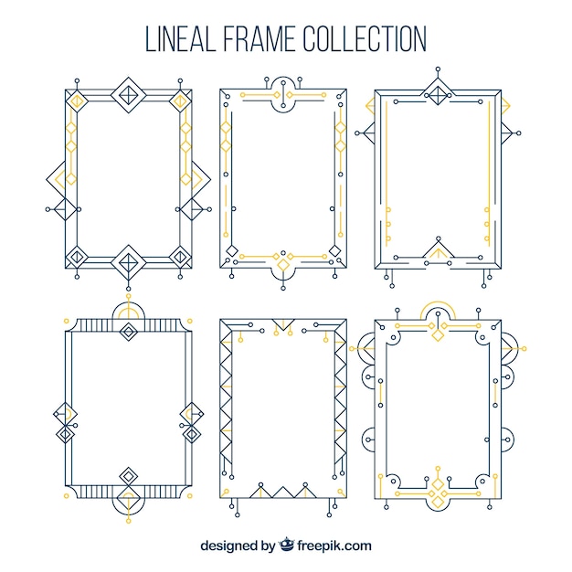 Free vector lineal frames collection with ornaments