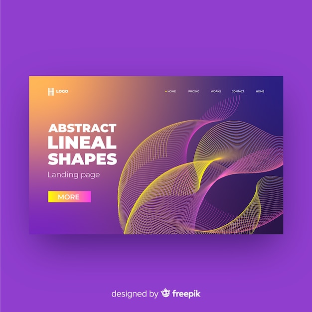 Free vector lineal shapes landing page