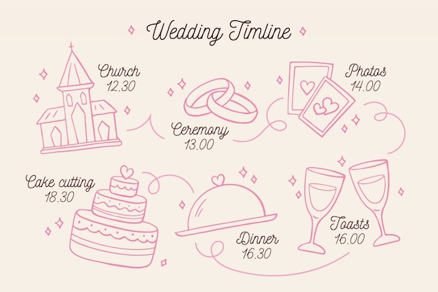 Lineal Style Timeline Wedding – Free Vector Download