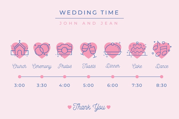 Free vector lineal style wedding timeline template