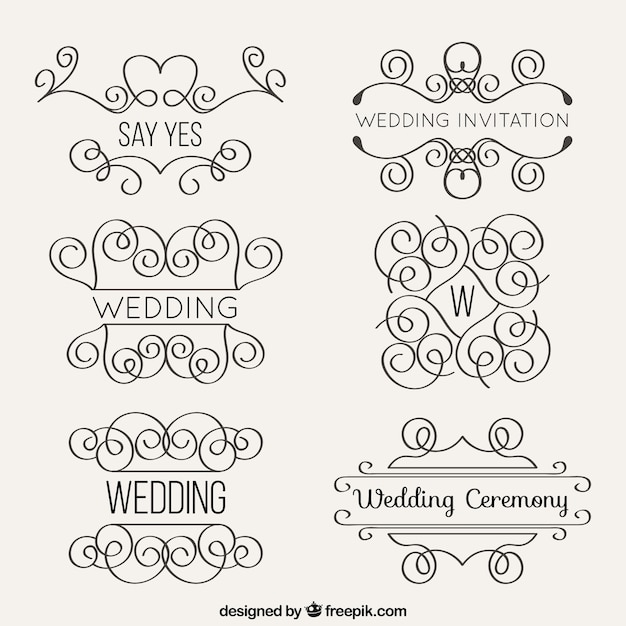 Lineal wedding ornaments set