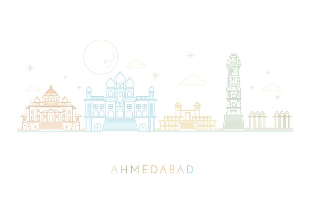 Linear ahmedabad skyline concept