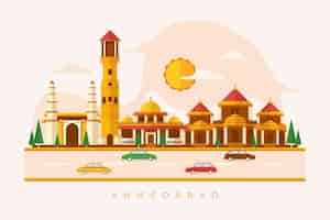 Free vector linear ahmedabad skyline