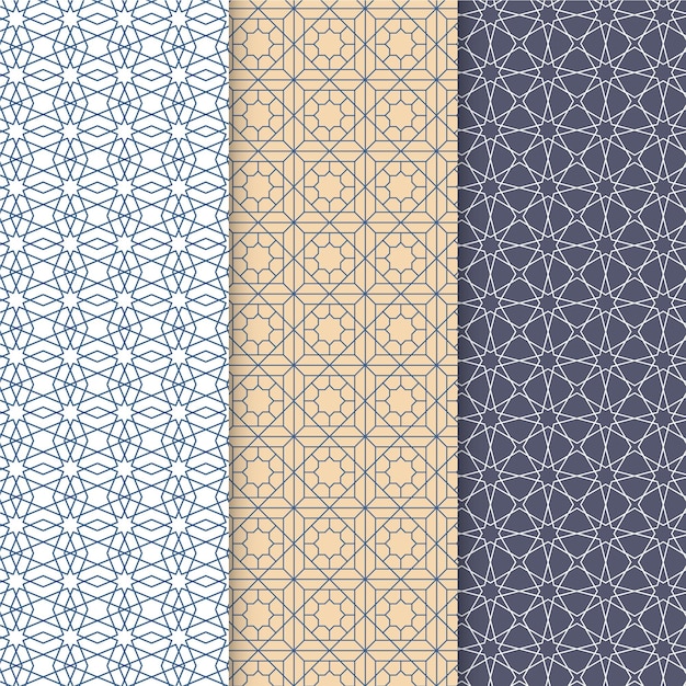 Free vector linear arabic pattern collection