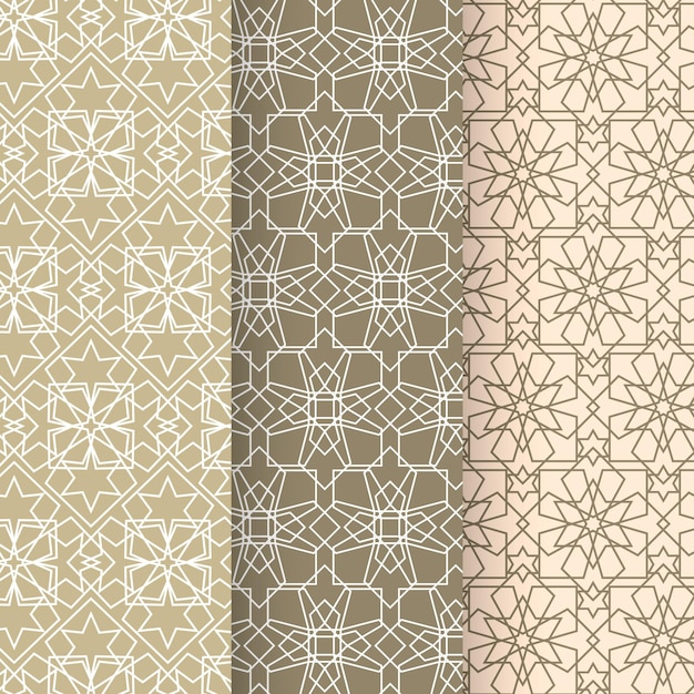 Free vector linear arabic pattern collection