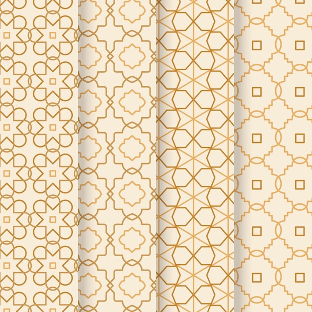 Free vector linear arabic pattern set