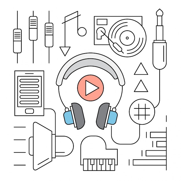 Free vector linear audio book icons