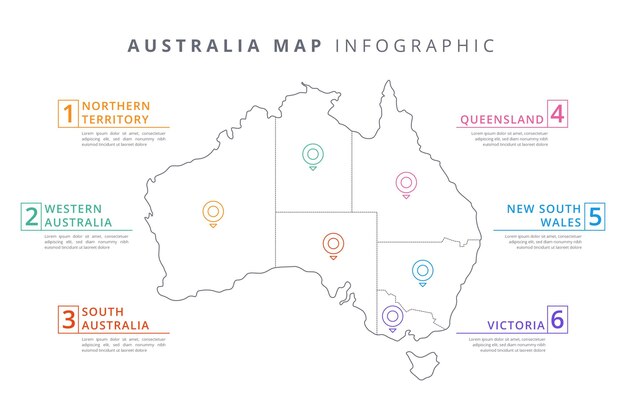 Linear australia map infographic