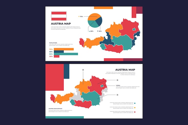 Бесплатное векторное изображение Линейная карта австрии инфографики