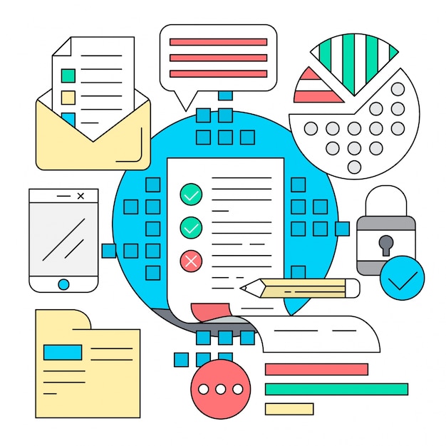 Free vector linear business and analysis icons