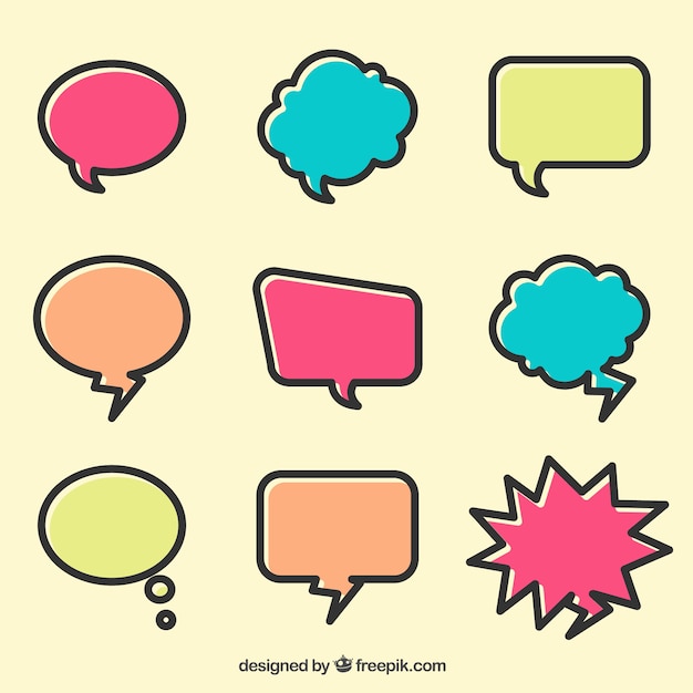 Linear colored speech balloons