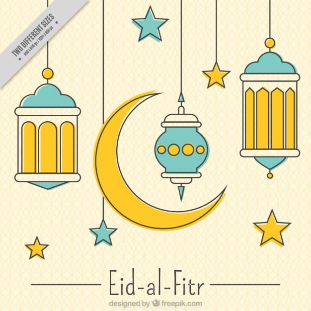 Vettore gratuito lineare decorativo eid-al-fitr sfondo