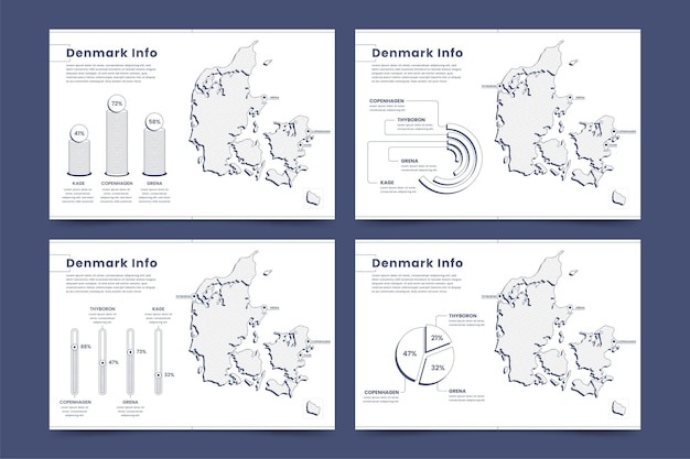 Vettore gratuito lineare danimarca mappa infografica