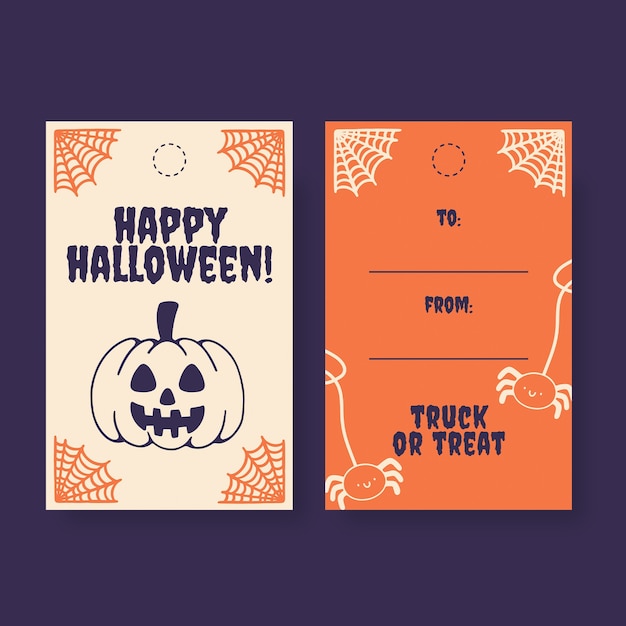 Free vector linear doodle halloween day gift tag template