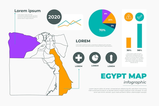 Linear egypt map infographic