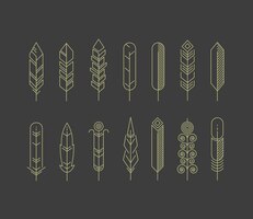 Free vector linear feathers icon set
