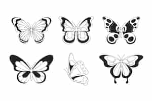 Free vector linear flat butterfly outline pack