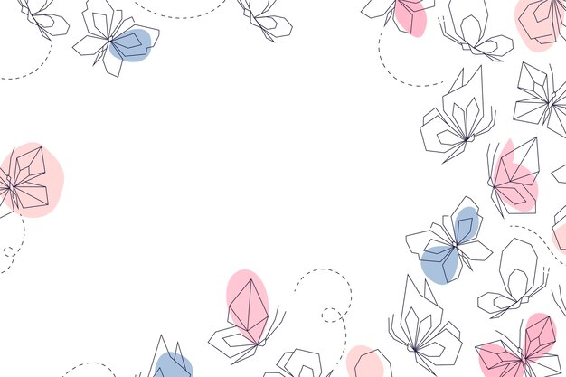 Linear flat butterfly outline wallpaper