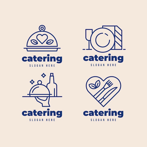 Linear flat catering logo pack