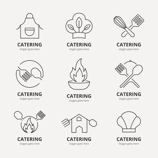Free vector linear flat catering logos