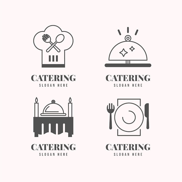 Free vector linear flat catering logos