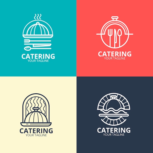Линейные плоские логотипы общественного питания