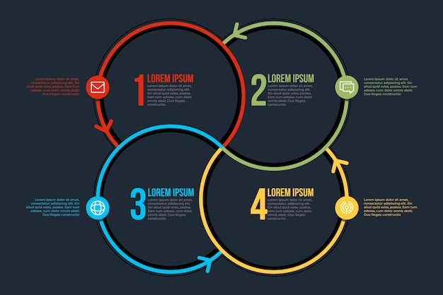 Vettore gratuito modello di infografica diagramma circolare piatto lineare