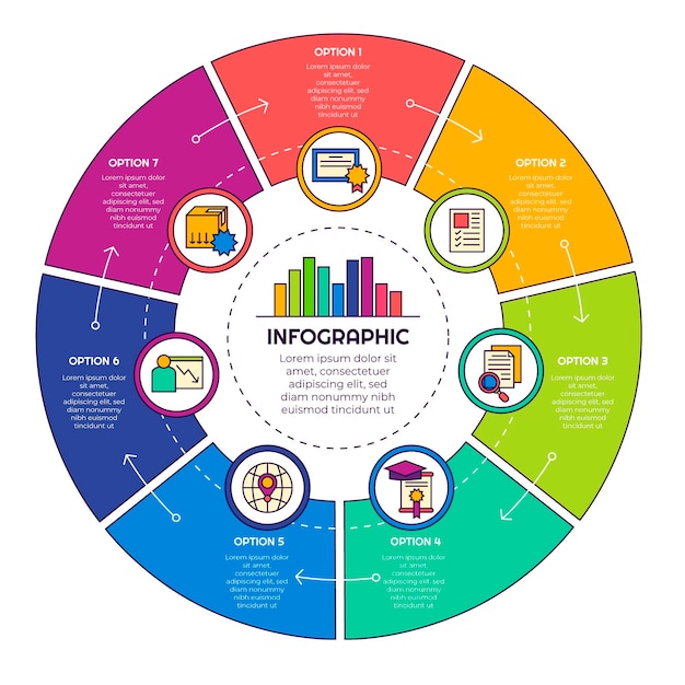 Vettore gratuito infografica diagramma circolare piatto lineare