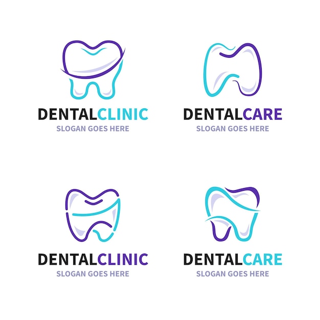 Linear flat dental logo collection