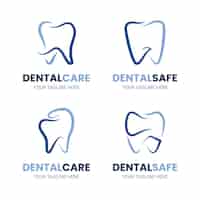 Бесплатное векторное изображение Линейная плоская коллекция стоматологических логотипов