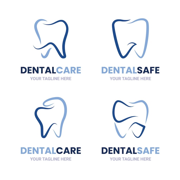 Линейная плоская коллекция стоматологических логотипов