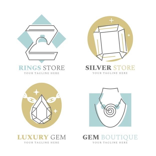 Linear flat design jewelry logo collection