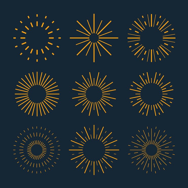 Free Vector linear flat design sunburst collection