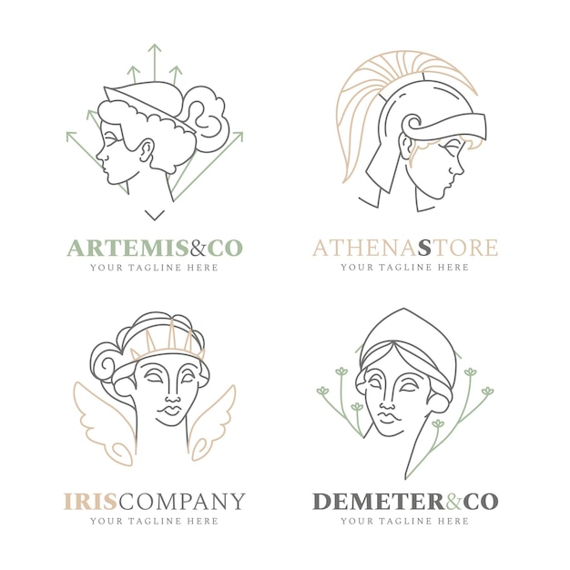 Free vector linear flat goddess logo collection