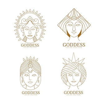 Линейная плоская коллекция логотипов богини